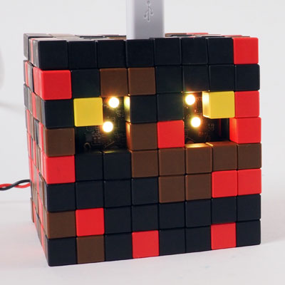 Minecraft Magma Cube made from Tiny Magnetic Blocks + LED lights (STEAM project for home and school)